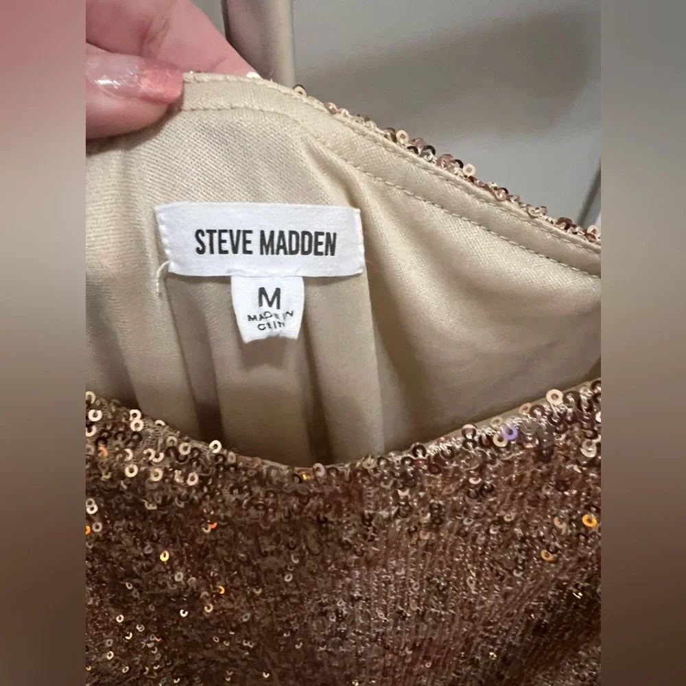 Steve Madden Pink Sequined Double Slit Slip Dress Size Medium (6-8) NWT - Picture 6 of 11